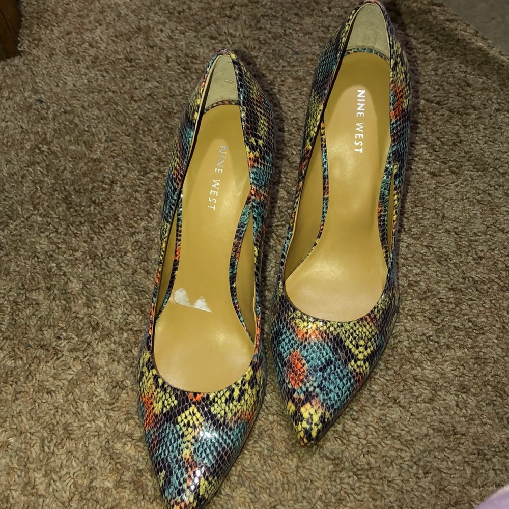 Nine West Multi-Color Snake Print Carpena Heels - image 2